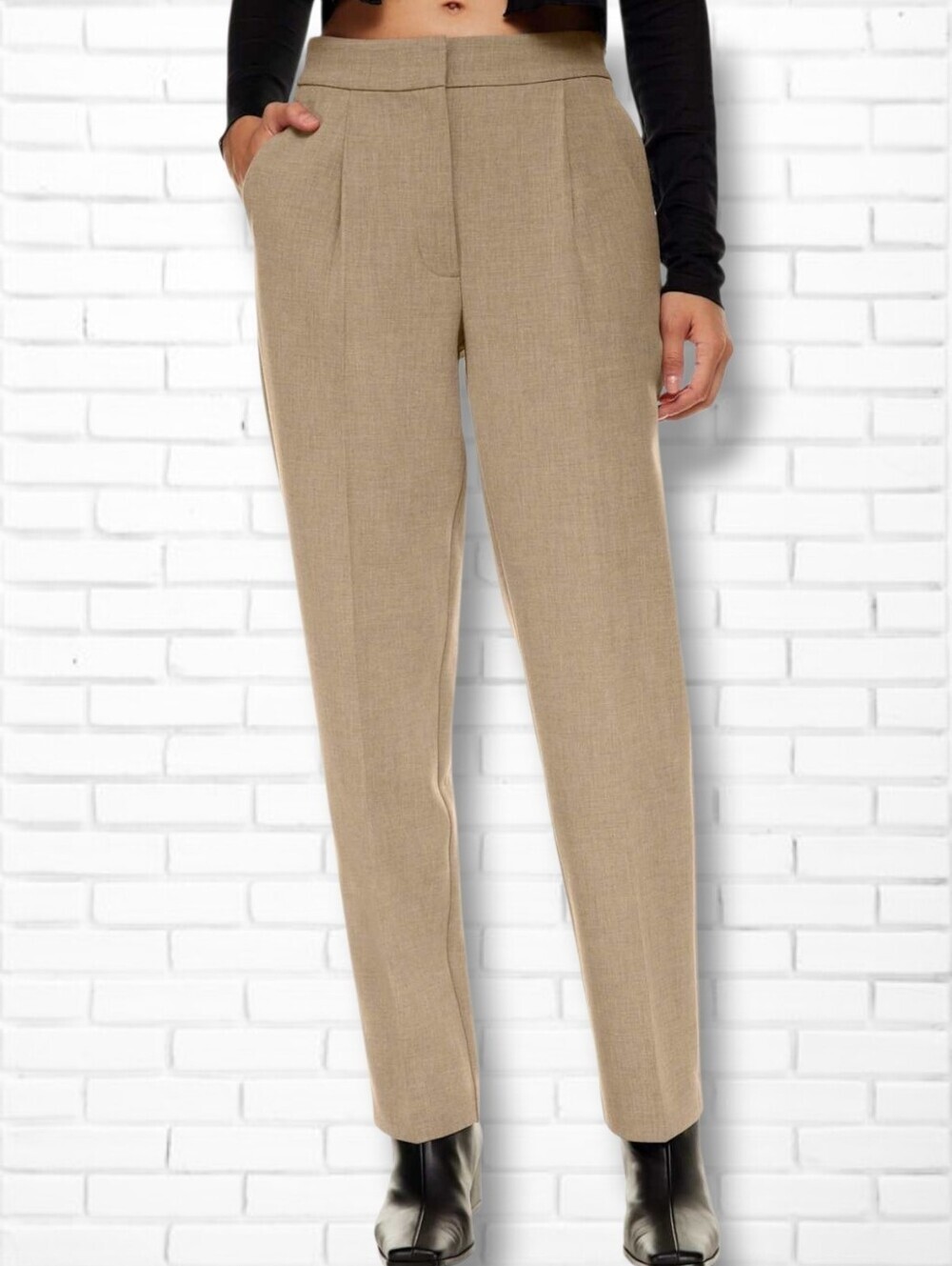 Aritzia Wilfred Ibiza High Rise Pleated Trouser Pants Size 4 In Heather Bisque